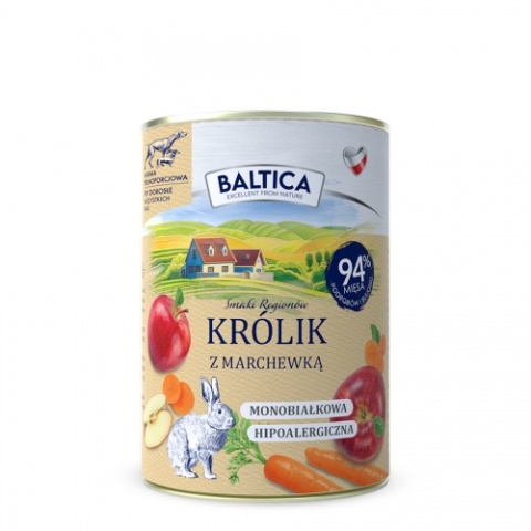 Baltica - Królik z marchewką 400g - karma mokra dla psa dorosłego