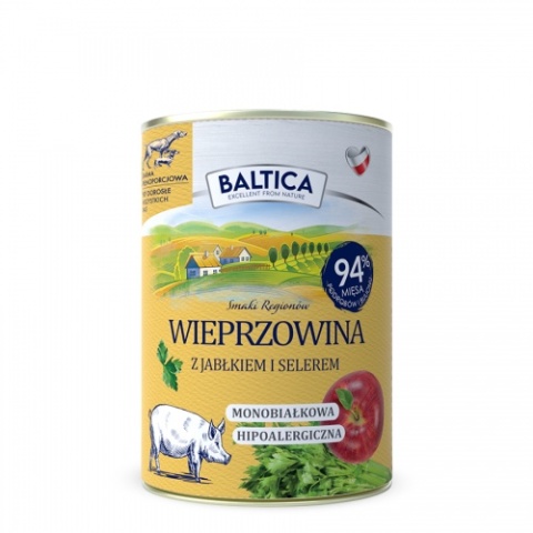 Baltica - Wieprzowina z jabłkiem i selerem 400g - karma mokra dla psa dorosłego