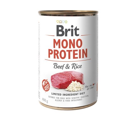 Brit Mono Protein Beef&Rice 400g wołowina z ryżem - karma mokra dla psów dorosłych