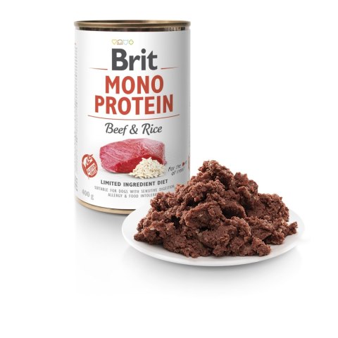 Brit Mono Protein Beef&Rice 400g wołowina z ryżem - karma mokra dla psów dorosłych