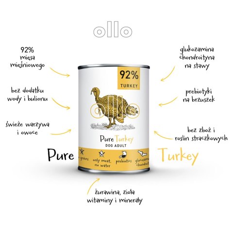 Ollo Pure Turkey 400g indyk - karma mokra dla psów dorosłych