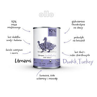 Ollol Umami Duck&Turkey 400g - kaczka z indykiem - karma mokra dla psów dorosłych