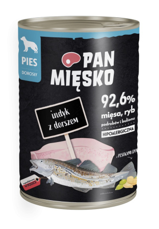 Pan Mięsko Indyk z dorszem 400g - mokra karma dla psa dorosłego