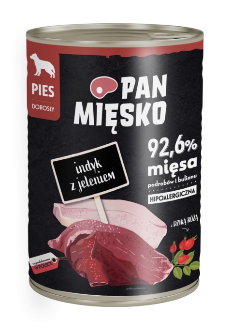 Pan Mięsko Indyk z jeleniem 400g - mokra karma dla psa dorosłego