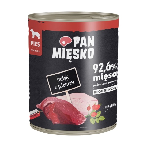 Pan Mięsko Indyk z jeleniem 800g - mokra karma dla psa dorosłego