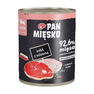 Pan Mięsko Indyk z wołowiną 800g - mokra karma dla szczeniąt