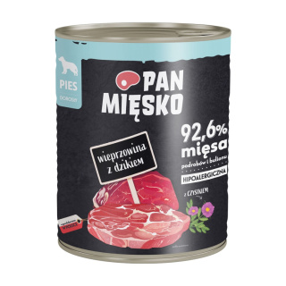 Pan Mięsko wieprzowina z dzikiem 800g - dla psa dorosłego