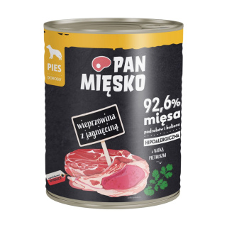 Pan Mięsko wieprzowina z jagnięciną 800g - mokra karma dla psa dorosłego