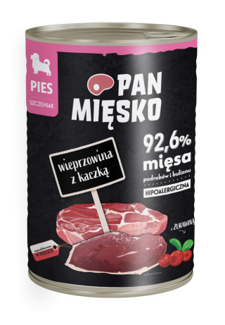 Pan Mięsko wieprzowina z kaczką 400g - mokra karma dla szczeniąt