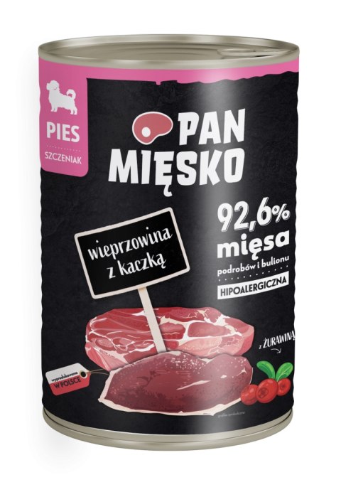 Pan Mięsko wieprzowina z kaczką 400g - mokra karma dla szczeniąt