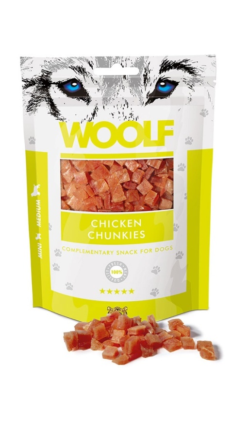 Woolf - Chicken Chunkies 100g - mini kosteczki z kurczaka - przysmak dla psa