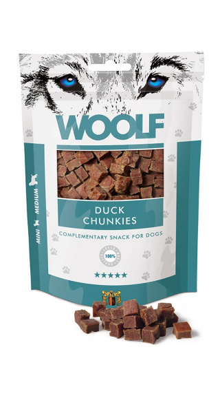 Woolf - Duck Chunkies 100g - mini kosteczki z kaczki - przysmak dla psa