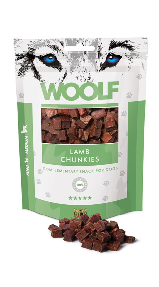 Woolf - Lamb Chunkies 100g - mini kosteczki z jagnięciną - przysmak dla psa