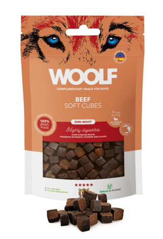 Woolf Soft Cubes Monoprotein Beef 100g - wołowina - przysmaki dla psa