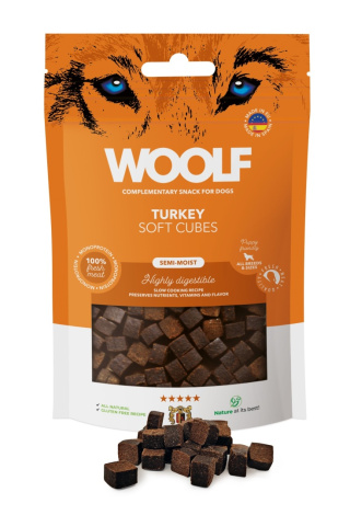 Woolf Soft Cubes Turkey Monoprotein 100g - indyk - przysmak dla psa