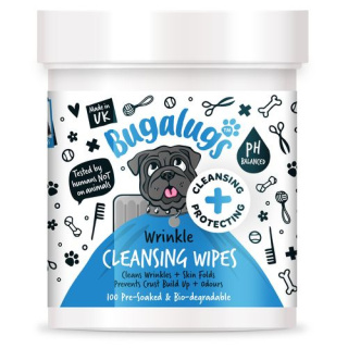 Bugalugs Wrinkle Cleansing Wipes 100szt. - waciki do fałdów skórnych psa i kota, biodegradowalne