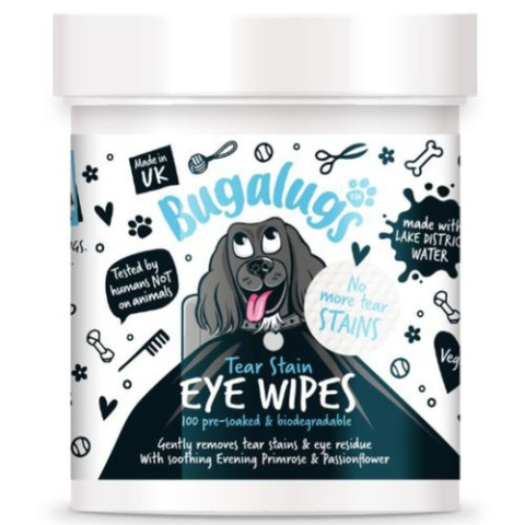 Bugalugs Tear Stain Eye Wipes 100szt. - waciki do czyszczenia okolic oczu psa, biodegradowalne