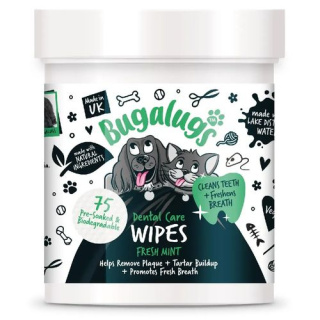 Bugalugs Dental Care Wipes 75szt. - chusteczki do zębów dla psa i kota, bez szczotkowania