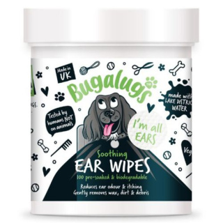 Bugalugs Soothing Ear Wipes 100szt. - waciki do czyszczenia uszu psa, biodegradowalne