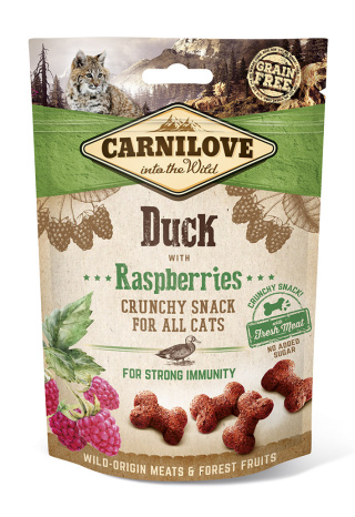 CARNILOVE CRUNCHY SNACK - KACZKA Z MALINAMI 50G - PRZYSMAK DLA KOTA