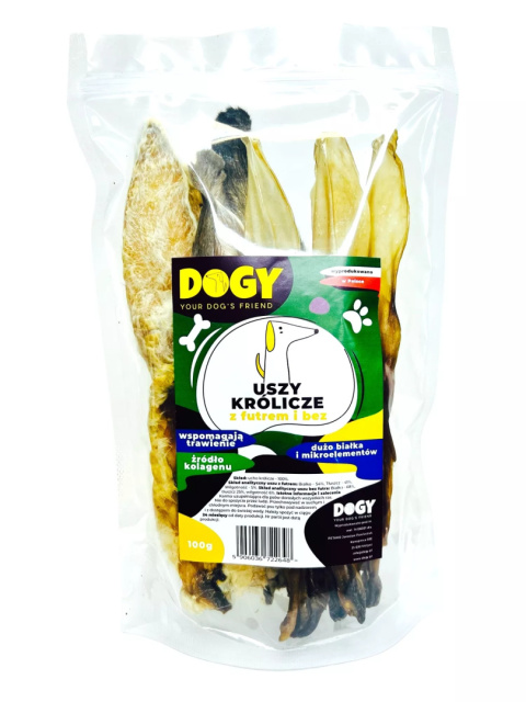 DOGY - USZY KRÓLIKCZE Z FUTREM I BEZ 100G