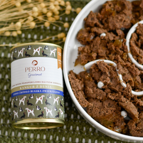 PERRO GOURMET - KANGUR Z DYNIĄ 400G - MONOBIAŁKOWA KARMA MOKRA DLA PSA