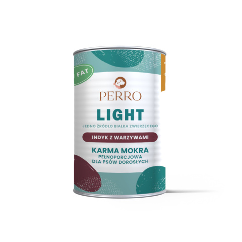 PERRO LIGHT - INDYK Z WARZYWAMI 400G - MONOBIAŁKOWA KARMA MOKRA LIGHT DLA PSA