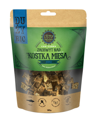 TrzyPsy - DUŻY Zachyt Nad Kostką Mięsa - Dorsz 80g