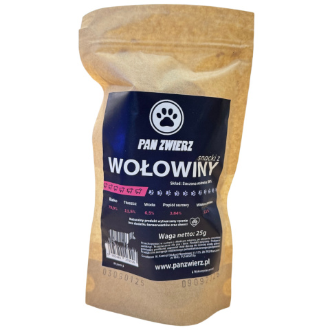 PAN ZWIERZ - Wołowina 25g - naturalne suszone przysmaki